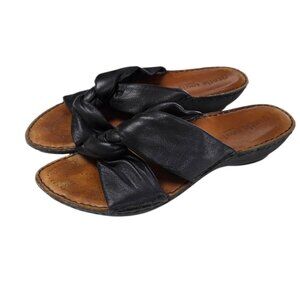 Gentle Souls Leather Braided Twisted Sandals, Slip On, Slides, Black, Size 10